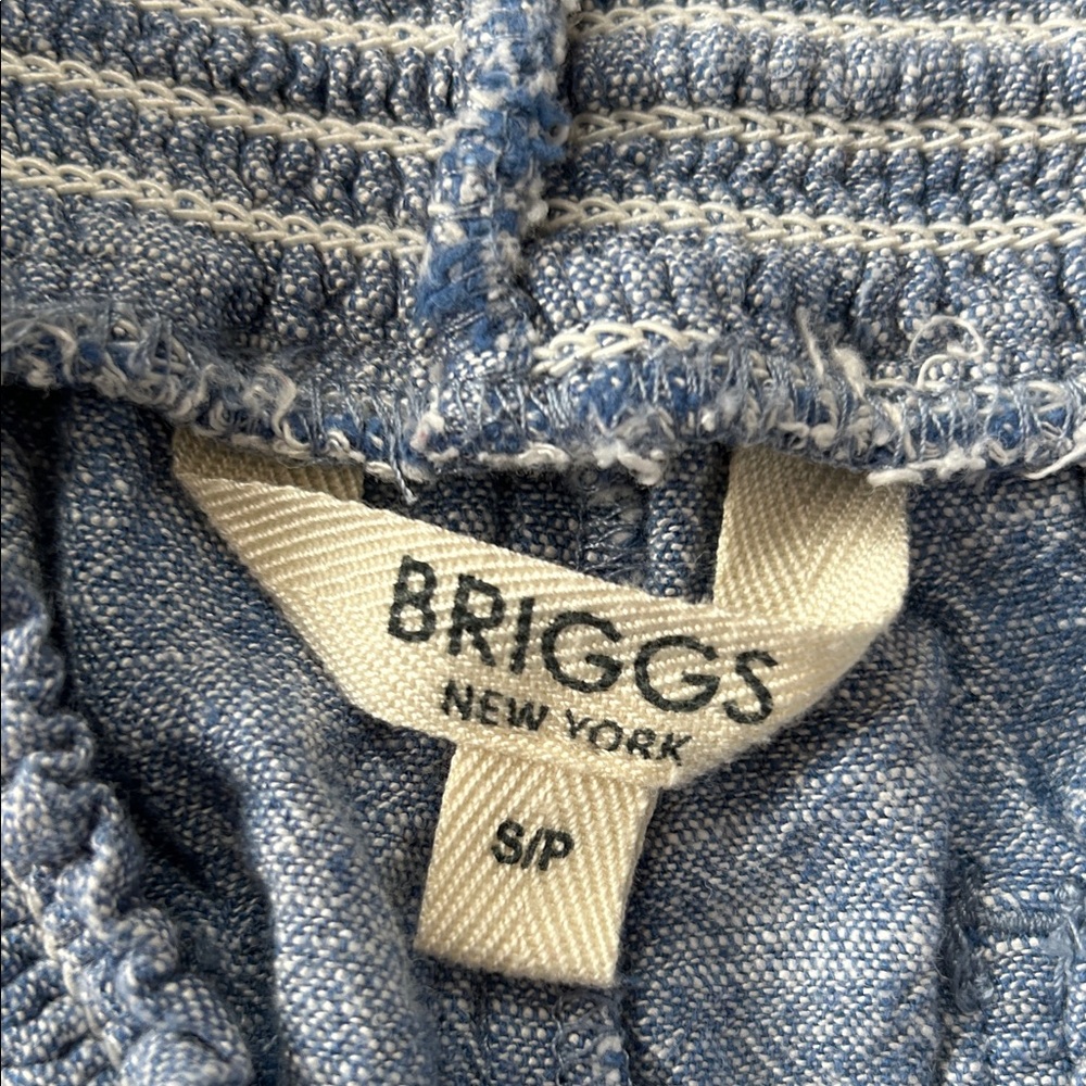 Briggs New York Light Blue Drawstring Linen-Blend High-Waist Shorts (3) - Picture 2 of 5